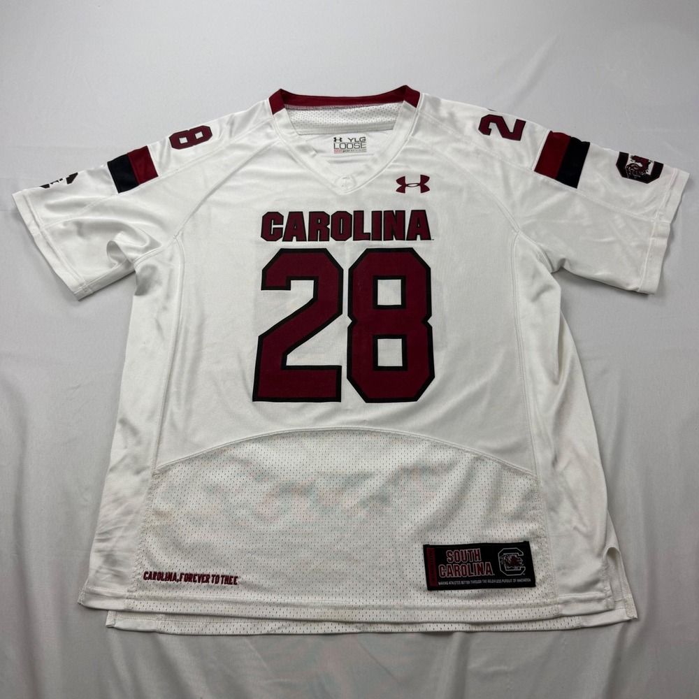 Under Armour Football Jersey Kids Youth Large White South Carolina Gamecocks 28